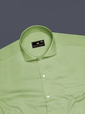 Men’s Verdan-Tan Green Subtle Sheen Cut Away Collar Dress Shirt